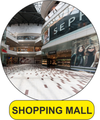 Shopping mall interior representing public-area floor safety